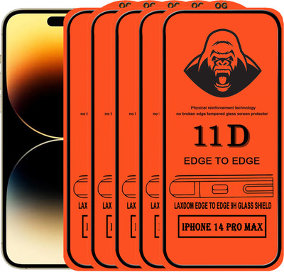 Laxdom Edge To Edge Tempered Glass for APPLE IPHONE 14 PRO MAX(Pack of 5)