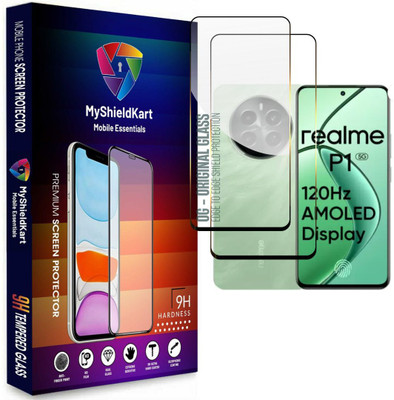 MyShieldKart Edge To Edge Tempered Glass for Realme P1| Realme C65(6.67 Inch)**DuraGlass**Millitary Grade-Anti Explosion-Tempered Glass/Full Screen Coverage-Edge to Edge/9H Hardness/With Easy Installation Kit(Pack of 2)