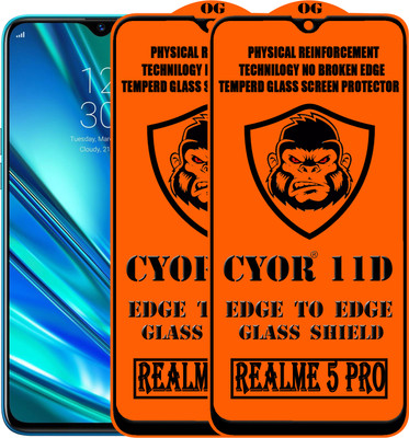 CYOR Edge To Edge Tempered Glass for REALME 5 PRO(Pack of 2)