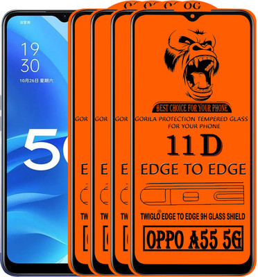TWIGLO Edge To Edge Tempered Glass for OPPO A55 5G(Pack of 4)