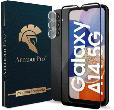 ArmourPro Edge To Edge Tempered Glass for Samsung Galaxy A14 5G, Samsung A14 5G, A14 5G, (1 OG Tempered Glass and 1 Clear Camera Lens)(Pack of 2)