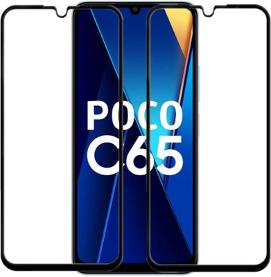 9H Edge To Edge Tempered Glass for Poco C65- | Full Glue Curved Tempered Glass | Bubble Free Installation |(Pack of 2)
