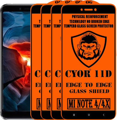 CYOR Edge To Edge Tempered Glass for Mi Redmi Note 4X(Pack of 4)