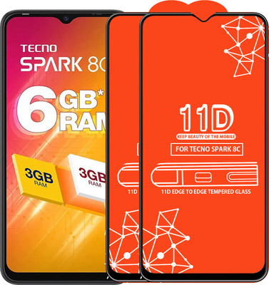Qyist Edge To Edge Tempered Glass for Tecno Spark 8C(Pack of 2)