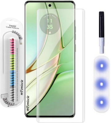 mFoniscie Edge To Edge Tempered Glass for Motorola Edge 40, Motorola Edge 40 Neo, Moto Edge 40, Moto Edge 40 Neo, with Cable Protector(Pack of 2)