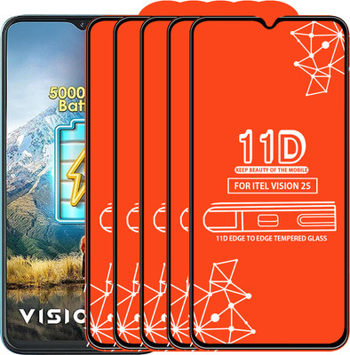 Qyist Edge To Edge Tempered Glass for Itel Vision 2S(Pack of 5)