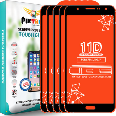PikTrue Edge To Edge Tempered Glass for Samsung Galaxy J7(Pack of 5)