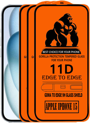 GDMA Edge To Edge Tempered Glass for Apple iPhone 15(Pack of 3)