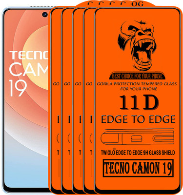 TWIGLO Edge To Edge Tempered Glass for TECNO CAMON 19(Pack of 5)
