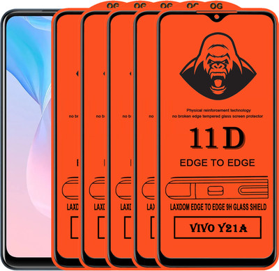 Laxdom Edge To Edge Tempered Glass for VIVO Y21A(Pack of 5)