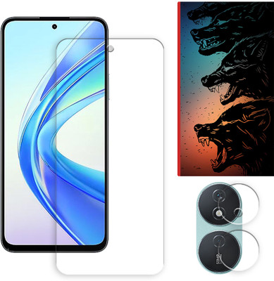 ARBAN Edge To Edge Tempered Glass for Honor Play 50 Plus 5G Tempered Screen Protector | Anti-Scratch | Edge to Edge Full Coverage | 9H Hardness ( 1 FRONT SCREEN GUARD + 1 CAMERA LENS PROTECTOR + 1 FREE BACK EMBOSSED SKIN061 )(Pack of 1)
