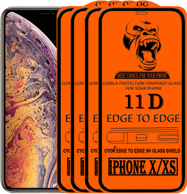 CYOR Edge To Edge Tempered Glass for Apple iPhone X(Pack of 4)