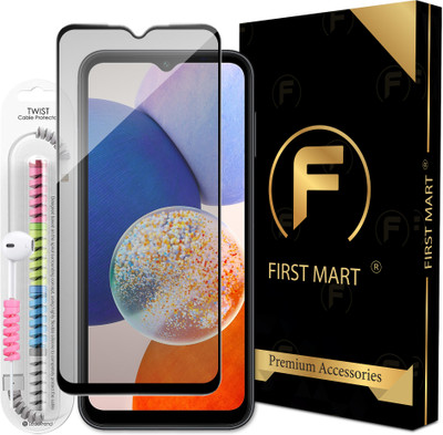 FIRST MART Edge To Edge Tempered Glass for Samsung Galaxy A14 5G, Samsung A14 5G, Samsung A14, Matte OG Tempered Glass with Cable Protector(Pack of 1)