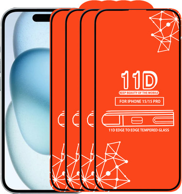Roxel Edge To Edge Tempered Glass for Iphone 15 Pro(Pack of 4)