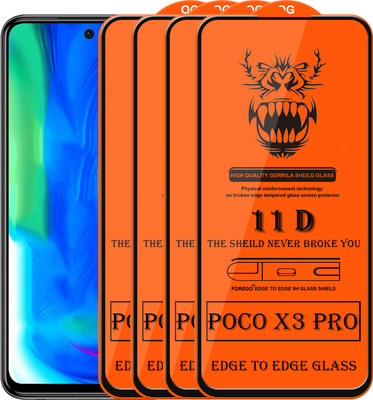 Forego Edge To Edge Tempered Glass for Poco X3 Pro(Pack of 4)
