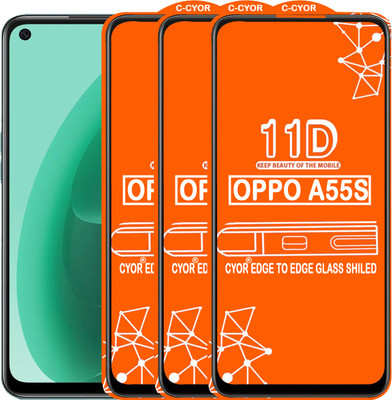 CYOR Edge To Edge Tempered Glass for OPPO A55S(Pack of 3)