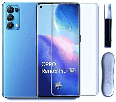 NIMMIKA ENTERPRISES Nano Glass for Oppo Reno 5 Pro(Complete coverage | High-quality material | Ultra-thin design | UV-curing process | Superior clarity and brightness | Enhanced touch sensitivity)(Pack of 1)