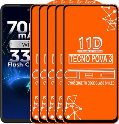 CYOR Edge To Edge Tempered Glass for TECNO POVA 4(Pack of 5)