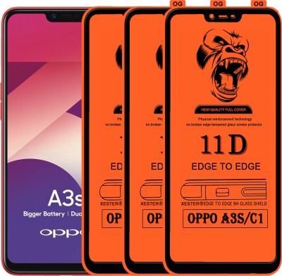 PFOAM Edge To Edge Tempered Glass for Oppo A3s(Pack of 3)