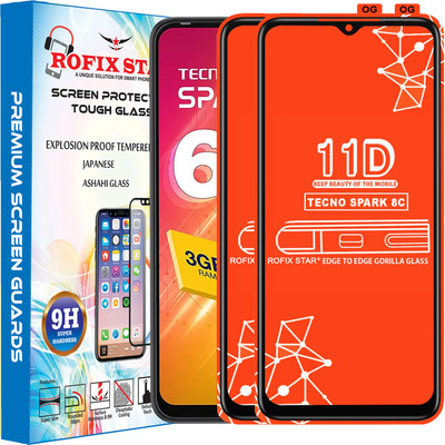 Rofix star Edge To Edge Tempered Glass for TECNO SPARK 8C(Pack of 2)