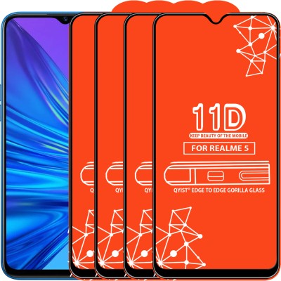 Qyist Edge To Edge Tempered Glass for Realme 5(Pack of 4)