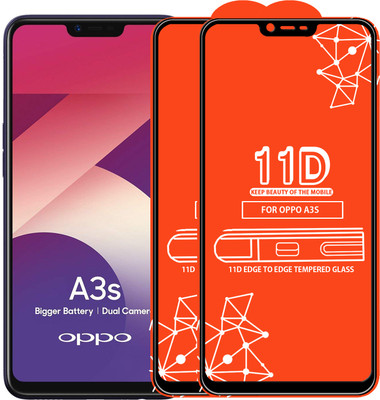Qyist Edge To Edge Tempered Glass for Oppo A3s(Pack of 2)
