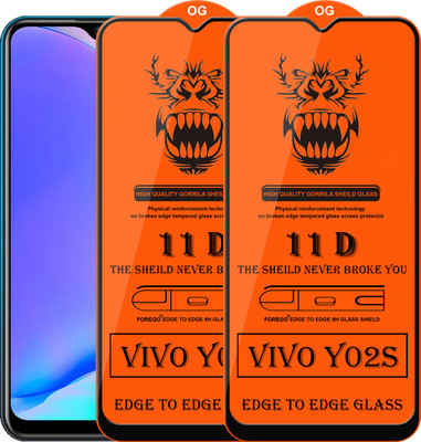 Forego Edge To Edge Tempered Glass for Vivo Y02S(Pack of 2)