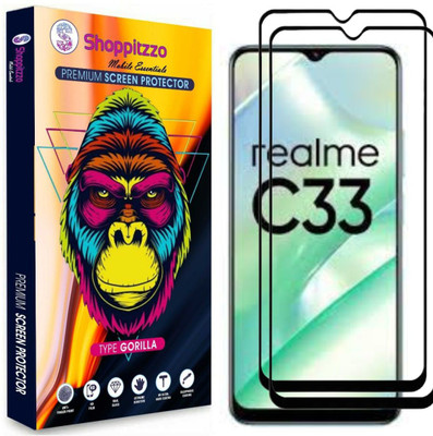 Shoppitzzo Edge To Edge Tempered Glass for realme C33**DuraGlass**Millitary Grade-Anti Explosion-Tempered Glass/Full Screen Coverage-Edge to Edge/9H Hardness/With Easy Installation Kit(Pack of 2)