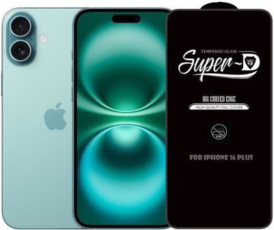 Bigil Edge To Edge Tempered Glass for iPhone 16 Plus, D Plus Super D Glass crystal clear(Pack of 1)