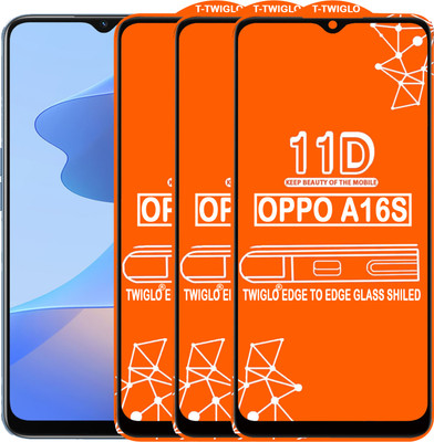 TWIGLO Edge To Edge Tempered Glass for OPPO A16S(Pack of 3)