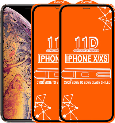 CYOR Edge To Edge Tempered Glass for Apple iPhone XS(Pack of 2)