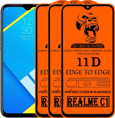 CYOR Edge To Edge Tempered Glass for Realme C1(Pack of 3)