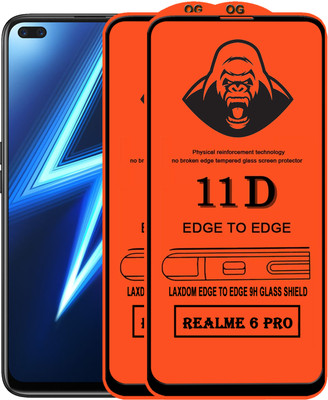 Laxdom Edge To Edge Tempered Glass for REALME 6 PRO(Pack of 2)