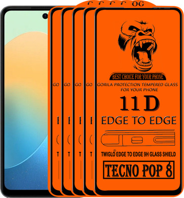 TWIGLO Edge To Edge Tempered Glass for TECNO POP 8(Pack of 5)