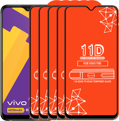 Qyist Edge To Edge Tempered Glass for Vivo Y90(Pack of 5)
