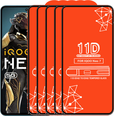 Roxel Edge To Edge Tempered Glass for Iqoo Neo 7(Pack of 5)