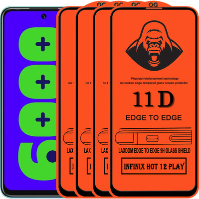 Laxdom Edge To Edge Tempered Glass for INFINIX HOT 12 PLAY(Pack of 4)