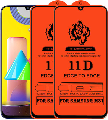 1DOLLAR Edge To Edge Tempered Glass for Samsung Galaxy M31 -9H Grade-Tempered Glass/Full Screen Coverage-Edge to Edge/9H Hardness/With Easy Installation Kit(Pack of 2)