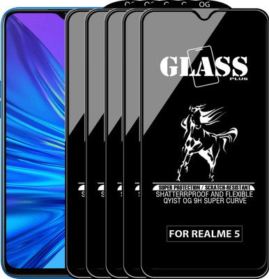 Qyist Edge To Edge Tempered Glass for REALME 5(Pack of 5)