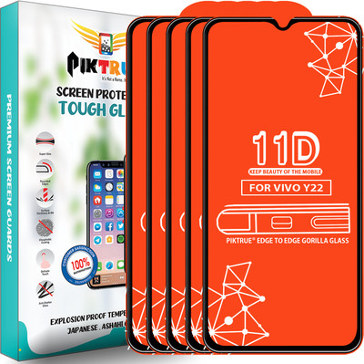 PikTrue Edge To Edge Tempered Glass for Vivo Y22(Pack of 5)