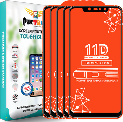 PikTrue Edge To Edge Tempered Glass for Mi Redmi Note 6 Pro(Pack of 5)