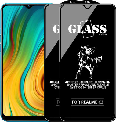 Qyist Edge To Edge Tempered Glass for REALME C3(Pack of 2)