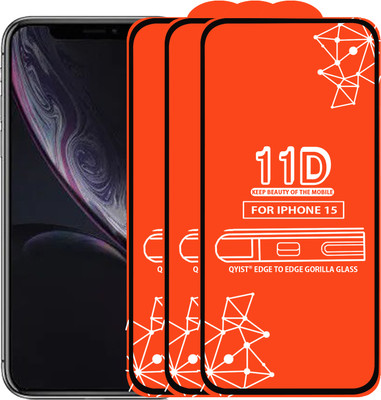 Qyist Edge To Edge Tempered Glass for Iphone 15(Pack of 3)