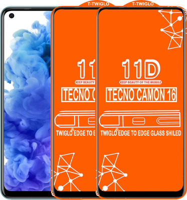 TWIGLO Edge To Edge Tempered Glass for TECNO CAMON 16(Pack of 2)
