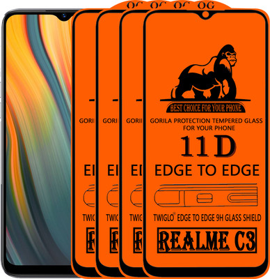 CYOR Edge To Edge Tempered Glass for REALME C3(Pack of 4)
