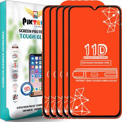 PikTrue Edge To Edge Tempered Glass for Tecno Pouvior 4 Pro(Pack of 5)
