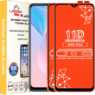 Laxdom Edge To Edge Tempered Glass for VIVO Y21A(Pack of 2)