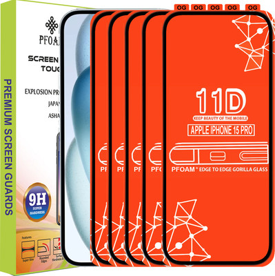PFOAM Edge To Edge Tempered Glass for APPLE IPHONE 15 PRO(Pack of 5)