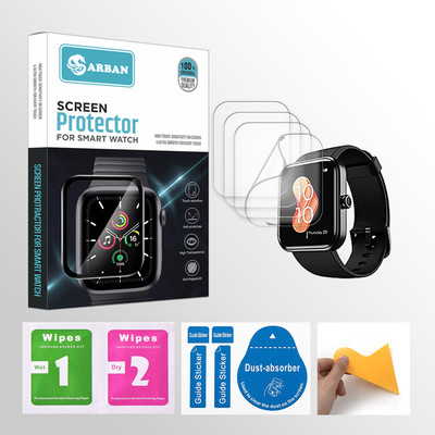 ARBAN Edge To Edge Tempered Glass for SW-boAt Xtend 1.69 inch Smartwatch 4 PROTECTOR + 4 WIPES + 4 DUST REMOVAL STICKER + 1 WIPER(Pack of 4)