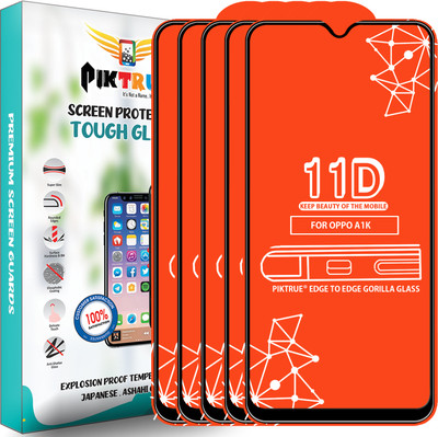PikTrue Edge To Edge Tempered Glass for Oppo A1K(Pack of 5)
